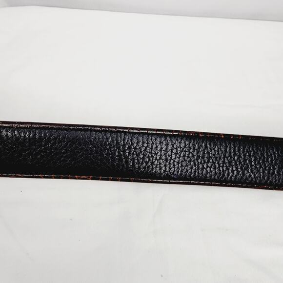 Vintage Brighton Women's Black & Brown Leather Belt with Scroll Buckle Large /34 - Picture 7 of 11